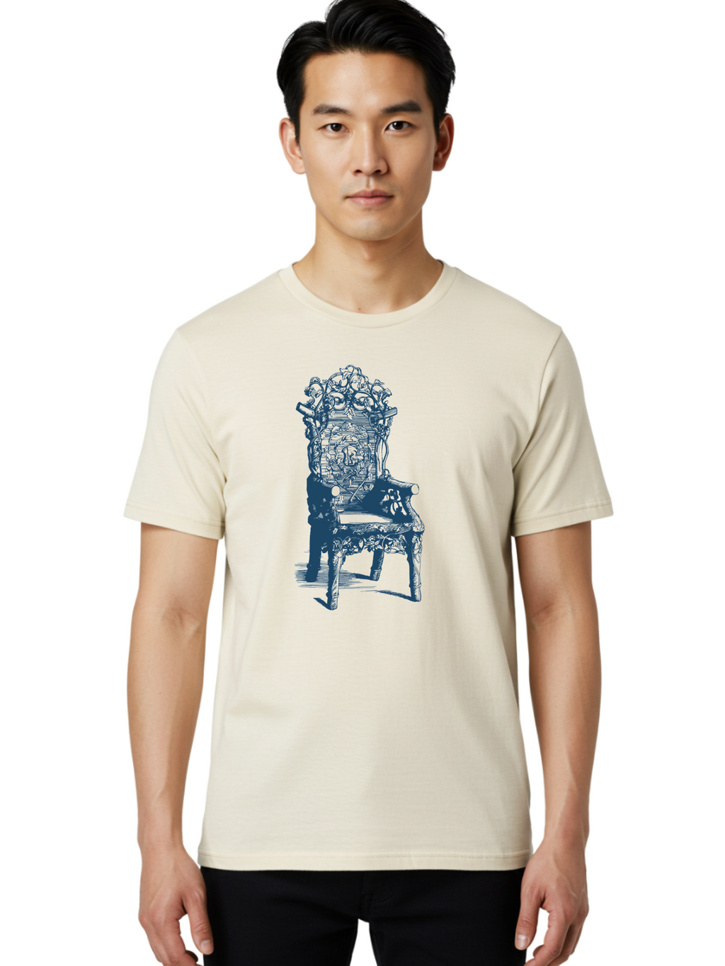 Throne Style Chair Men'S Graphic Tee, 100% Cotton, Comfortable Casual Summer Wear, Machine Washable, Ornate Chair, Luxurious Furniture, Intricate Carvings, Royal Seating, Regal Decor, Elegant Design Aae736
