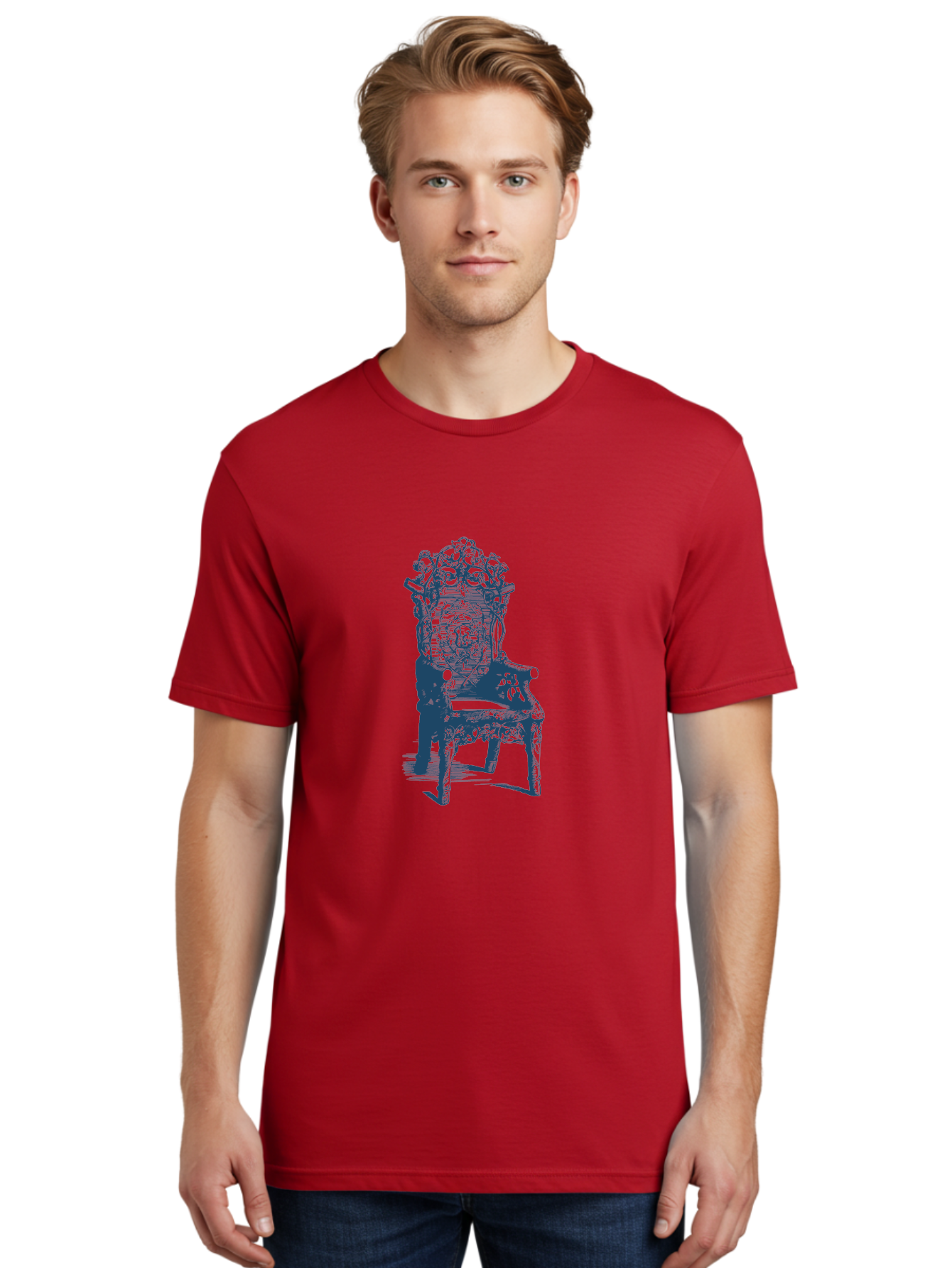 Throne Style Chair Men'S Graphic Tee, 100% Cotton, Comfortable Casual Summer Wear, Machine Washable, Ornate Chair, Luxurious Furniture, Intricate Carvings, Royal Seating, Regal Decor, Elegant Design Aae736