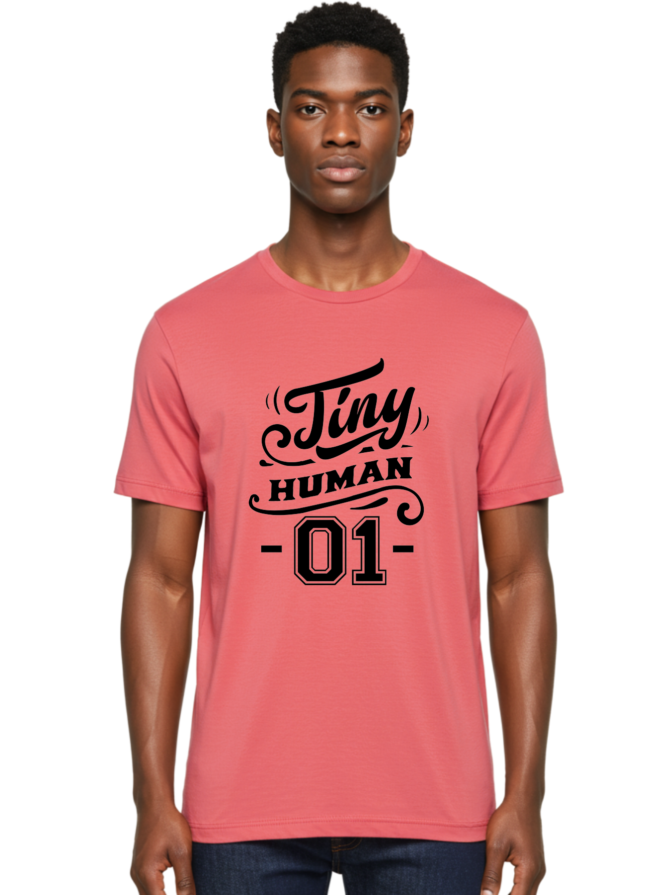 Tiny Human 01 Men'S Graphic Tee, 100% Cotton, Comfortable Casual Summer Wear, Machine Washable, Tiny Human, Inspirational Quotes, Motivational Phrases, Typography Art, Black Text, Decorative Font, Numbers, Design Elements, Creative Graphics Aae741