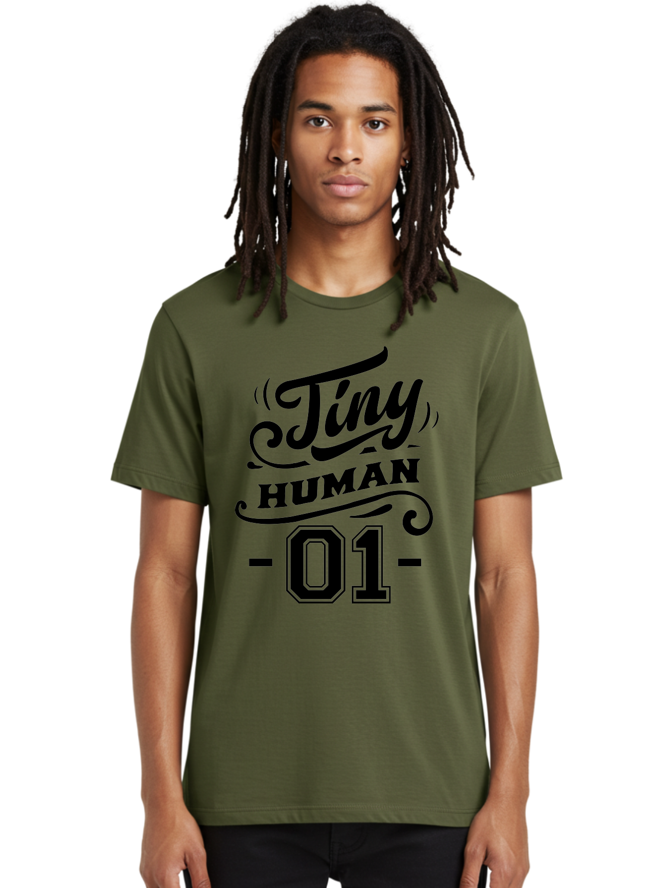 Tiny Human 01 Men'S Graphic Tee, 100% Cotton, Comfortable Casual Summer Wear, Machine Washable, Tiny Human, Inspirational Quotes, Motivational Phrases, Typography Art, Black Text, Decorative Font, Numbers, Design Elements, Creative Graphics Aae741