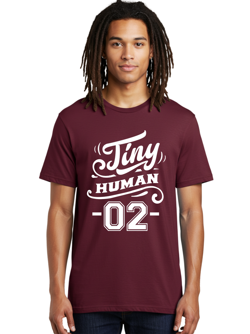 Tiny Human 02 White Men'S Graphic Tee, 100% Cotton, Comfortable Casual Summer Wear, Machine Washable, Tiny Human, Inspirational Quote, Motivational Message, Typographic Design, White Text, Elegant Font, Numerical Label, Modern Aesthetics, Aae742