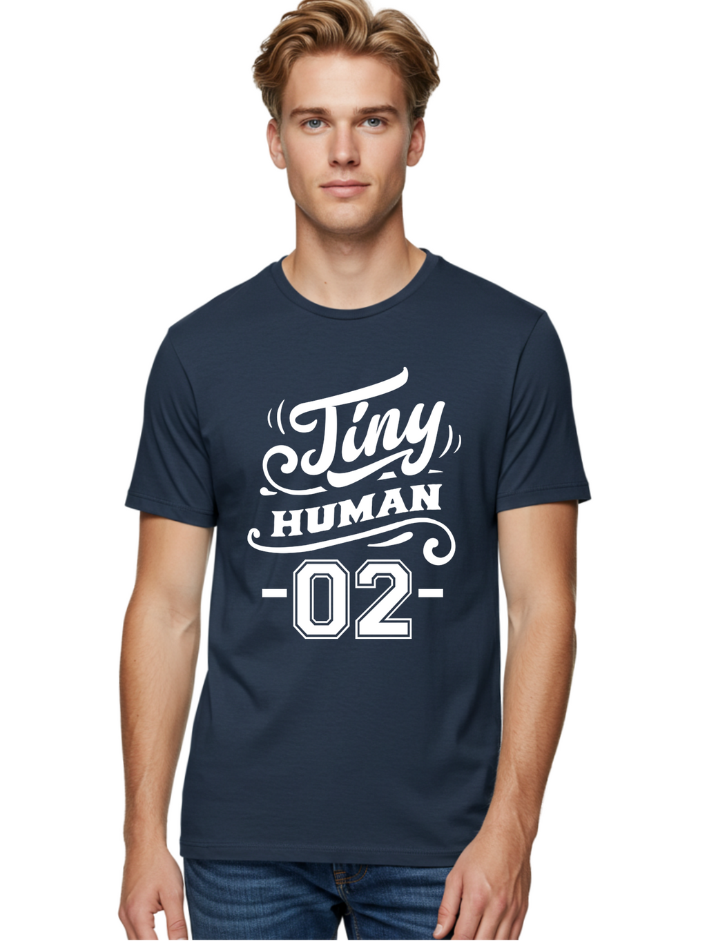 Tiny Human 02 White Men'S Graphic Tee, 100% Cotton, Comfortable Casual Summer Wear, Machine Washable, Tiny Human, Inspirational Quote, Motivational Message, Typographic Design, White Text, Elegant Font, Numerical Label, Modern Aesthetics, Aae742