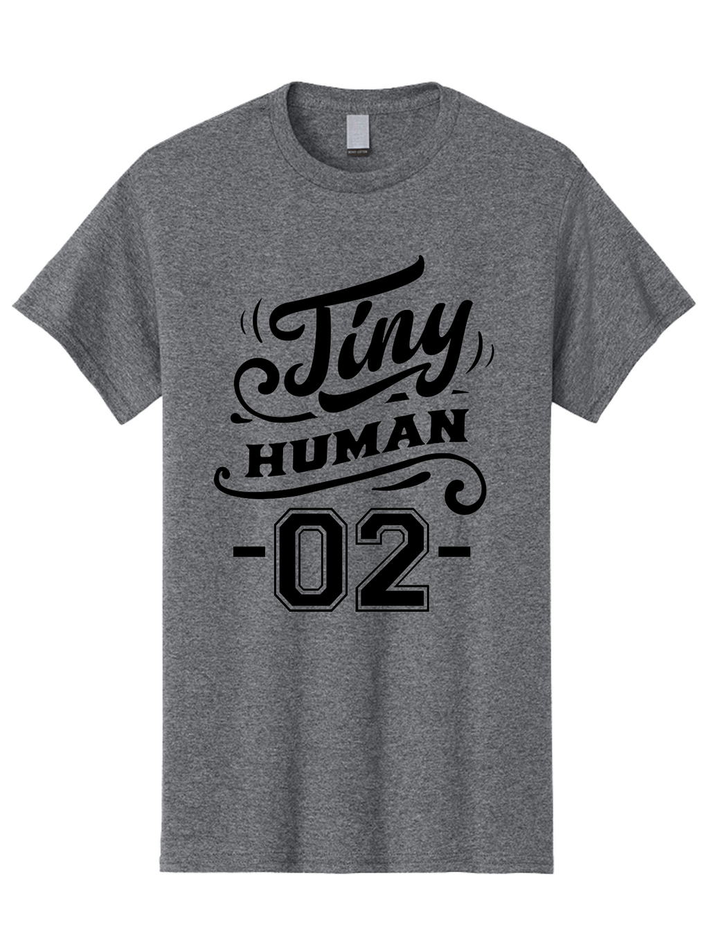 Tiny Human 02 Men'S Graphic Tee, 100% Cotton, Comfortable Casual Summer Wear, Machine Washable, Tiny Human, Typography, Black Text, Elegant Design, Custom Graphics, Athletic Wear, Sports Apparel, Bold Font, Number 02, Vintage Style, Aae743