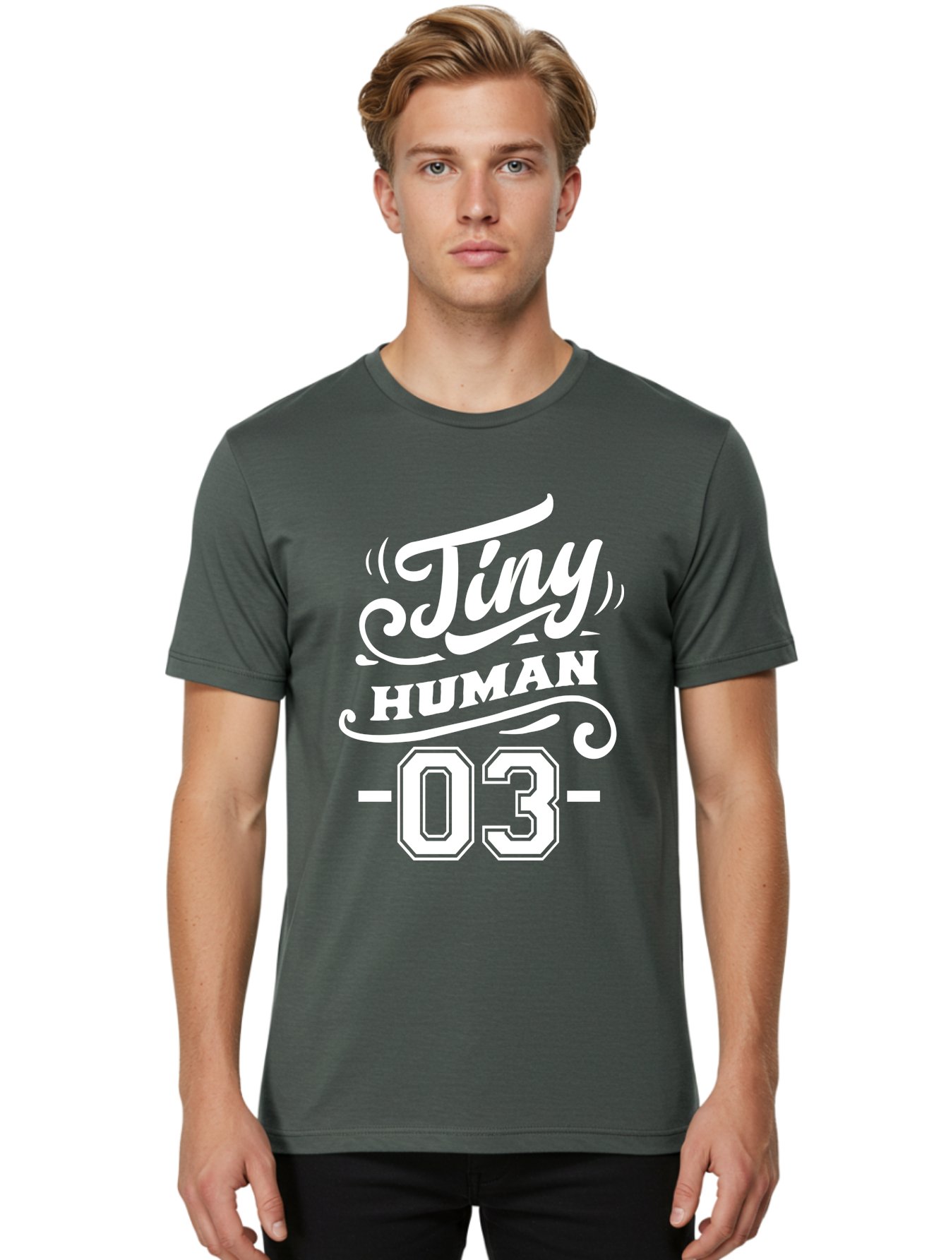 Tiny Human 03 White Men'S Graphic Tee, 100% Cotton, Comfortable Casual Summer Wear, Machine Washable, Tiny Human, Inspirational Quotes, Motivational Phrases, Bold Typography, Modern Design, Stylish Fonts, Trendy Graphics Aae744