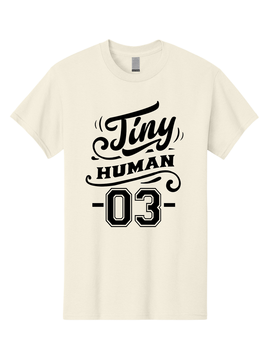 Tiny Human 03 Men'S Graphic Tee, 100% Cotton, Comfortable Casual Summer Wear, Machine Washable, Tiny Human 03, Typographic Design, Abstract Art, Minimalist Style, Black Text, Swirly Fonts, Elegant Typography, Modern Graphics, Number 03 Aae745