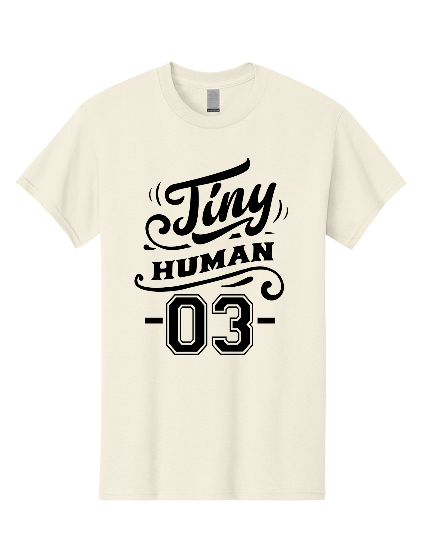 Tiny Human 03 Men'S Graphic Tee, 100% Cotton, Comfortable Casual Summer Wear, Machine Washable, Tiny Human 03, Typographic Design, Abstract Art, Minimalist Style, Black Text, Swirly Fonts, Elegant Typography, Modern Graphics, Number 03 Aae745