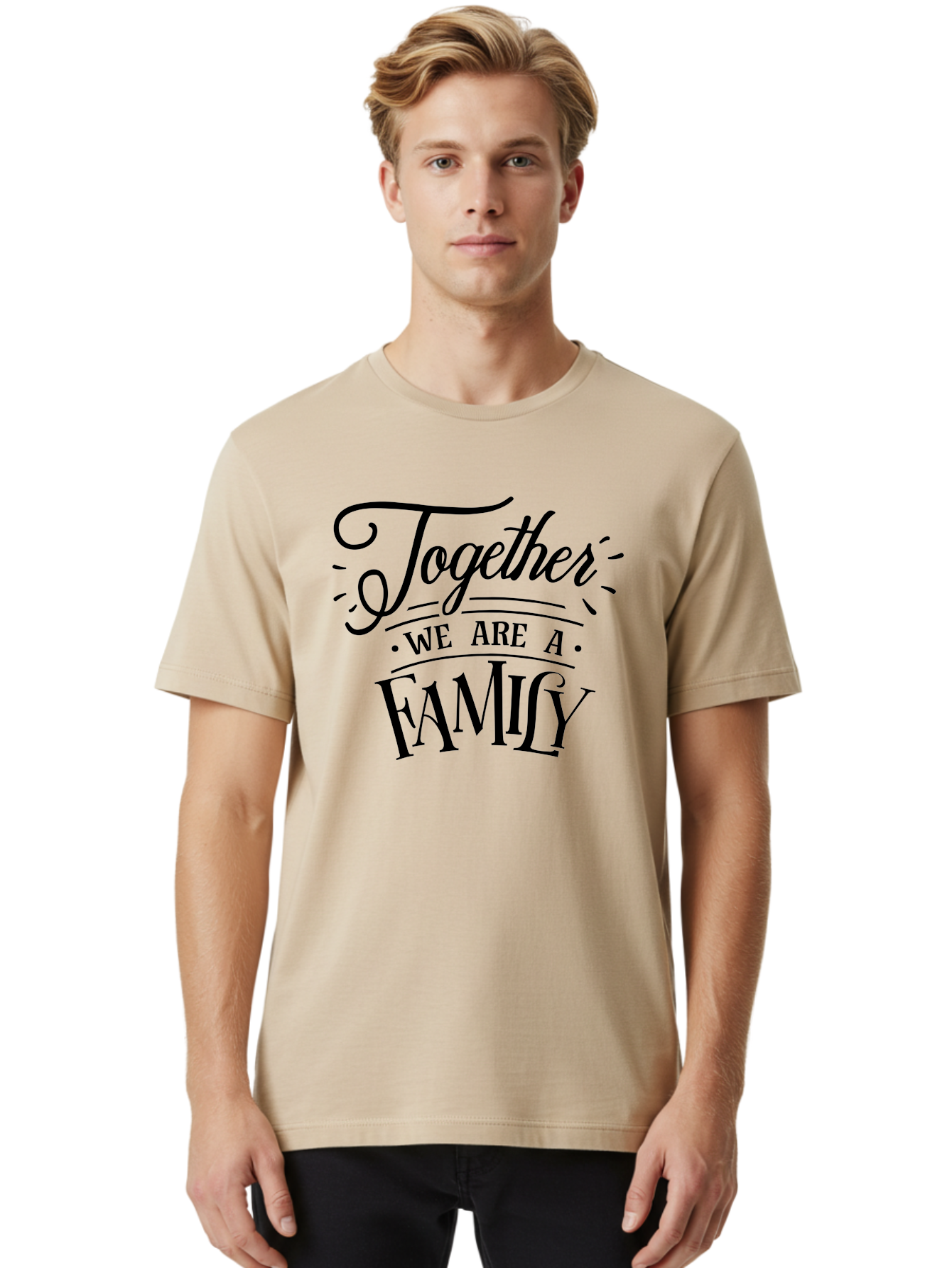 Together We Are A Family Men'S Graphic Tee, 100% Cotton, Comfortable Casual Summer Wear, Machine Washable, Family Unity, Togetherness, Family Bond, Love, Support, Family Values, Inspirational Quote, Motivational Message Aae747