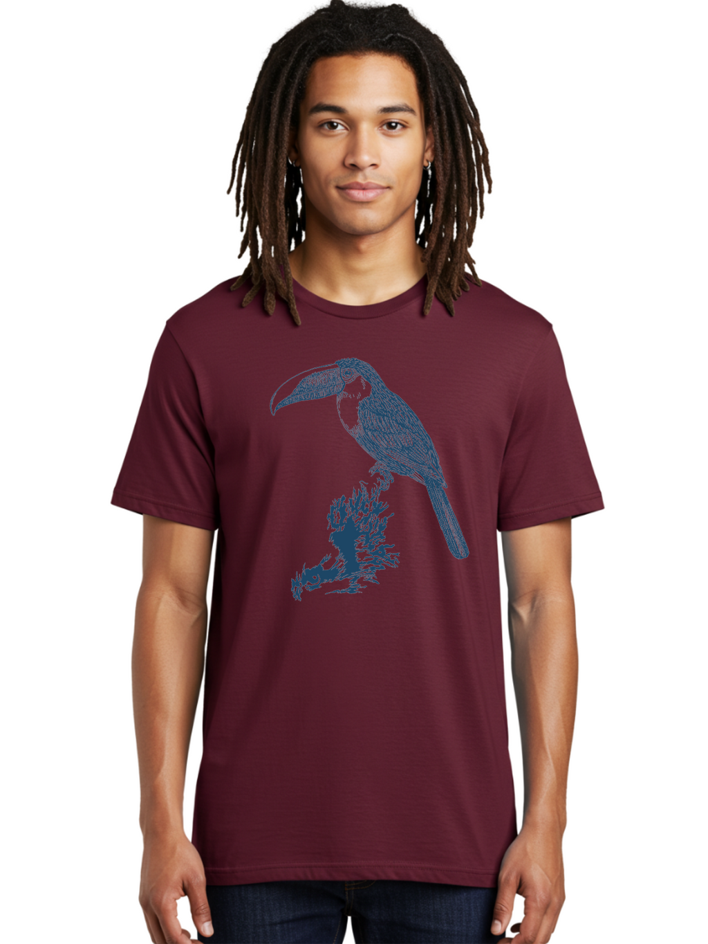 Toucan Roost Men'S Graphic Tee, 100% Cotton, Comfortable Casual Summer Wear, Machine Washable, Toucan Bird, Exotic Wildlife, Tropical Forest, Colorful Plumage, Large Beak, Bird Watching, Nature Lovers, Wildlife Art, Bird Illustrations, Aae749