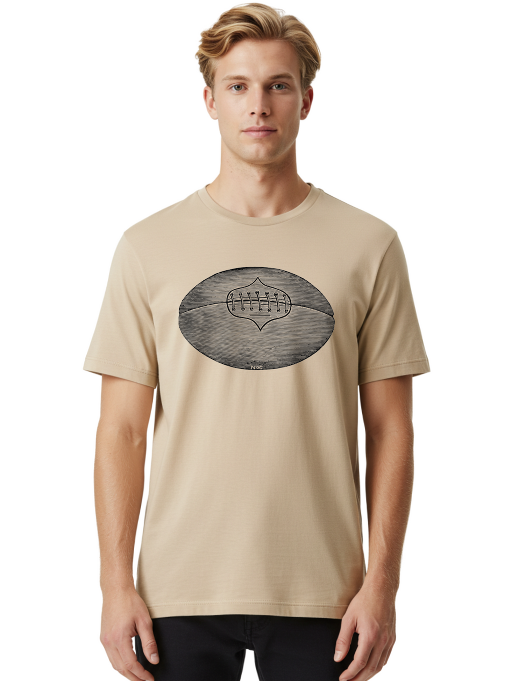 Toughkick Men'S Graphic Tee, 100% Cotton, Comfortable Casual Summer Wear, Machine Washable, American Football, Sports Equipment, Gridiron Football, Athletic Gear, Football Laces, Sports Icon, N O C Logo, Football Graphic, Sports Symbol Aae750