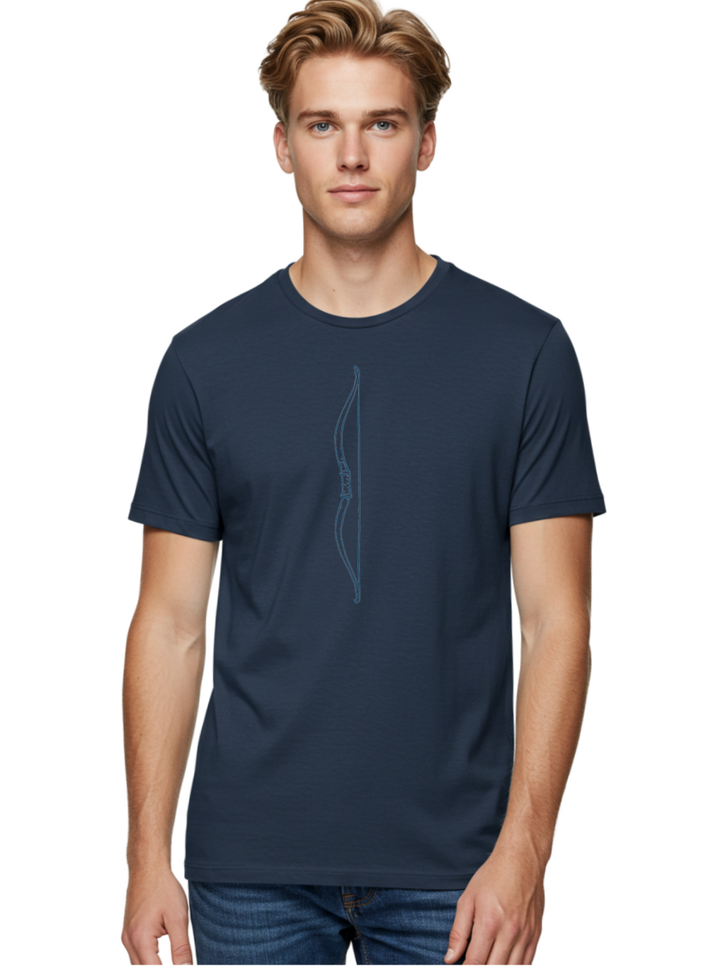 Traditional Hunting Bow Men'S Graphic Tee, 100% Cotton, Comfortable Casual Summer Wear, Machine Washable, Recurve Bow, Archery Equipment, Traditional Bow, Hunting Gear, Outdoor Sports, Precision Shooting, Bow Design Aae751
