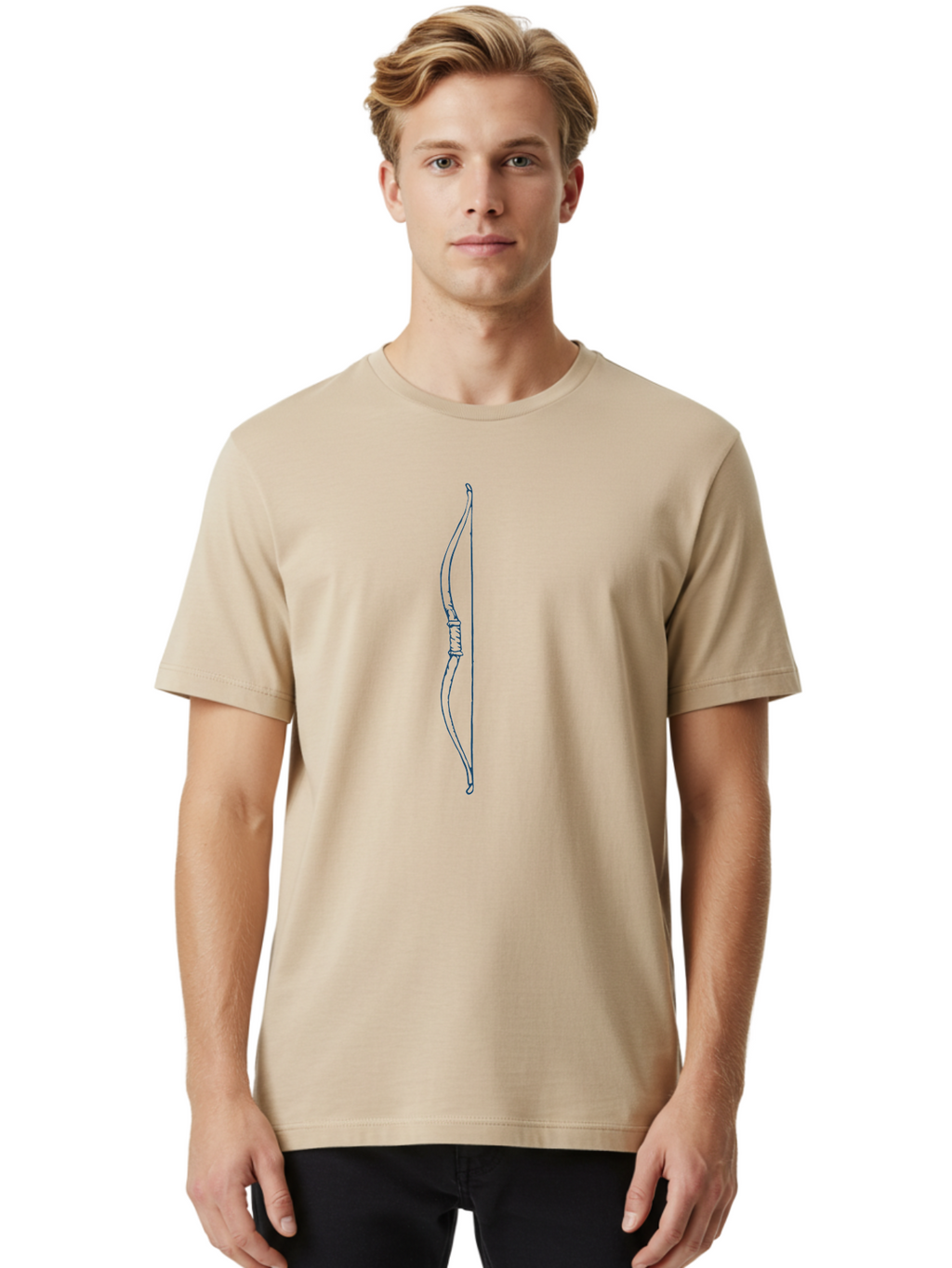 Traditional Hunting Bow Men'S Graphic Tee, 100% Cotton, Comfortable Casual Summer Wear, Machine Washable, Recurve Bow, Archery Equipment, Traditional Bow, Hunting Gear, Outdoor Sports, Precision Shooting, Bow Design Aae751