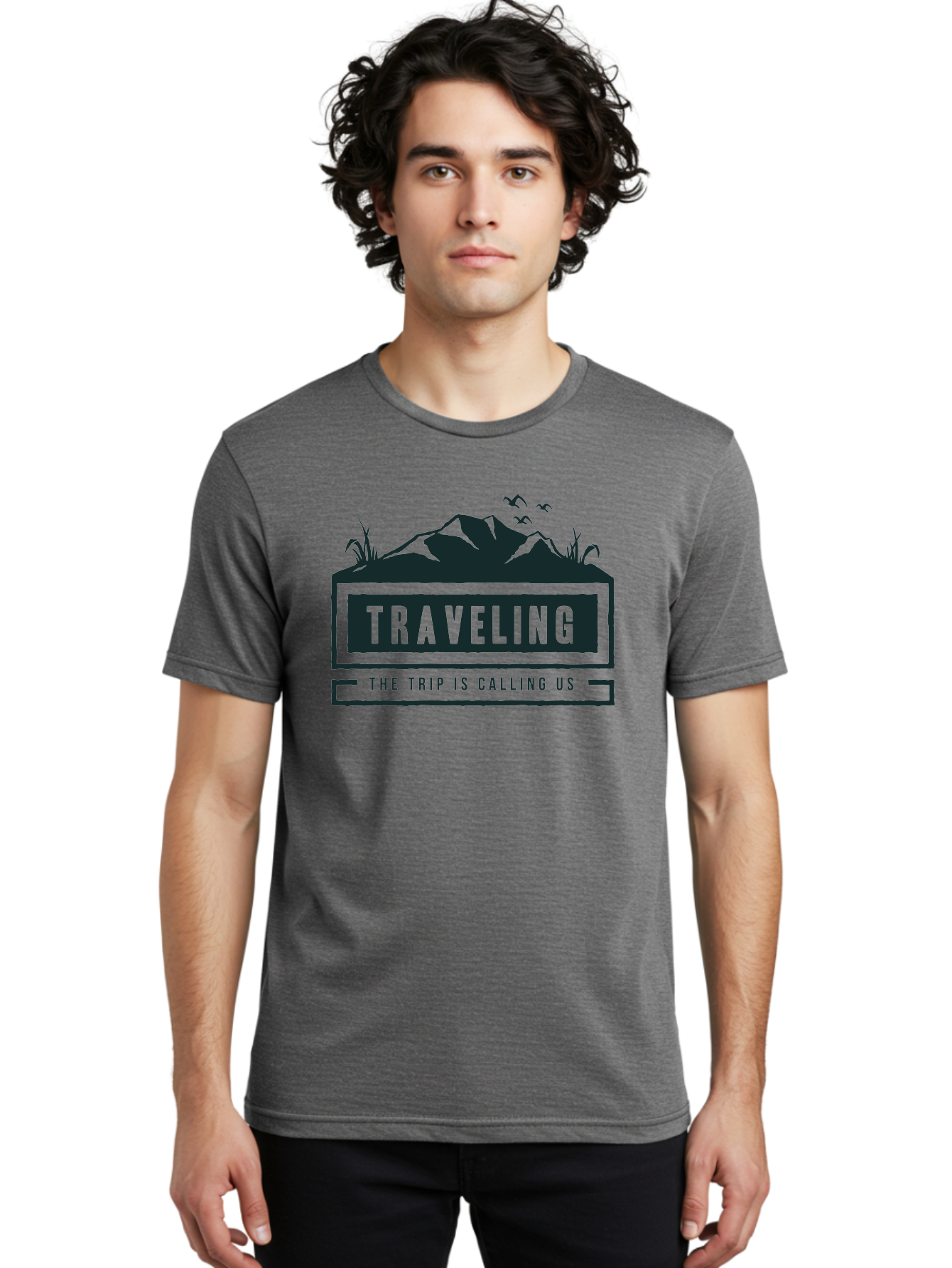 Traveling Men'S Graphic Tee, 100% Cotton, Comfortable Casual Summer Wear, Machine Washable, Travel Inspiration, Adventure Travel, Trip Planning, Wanderlust, Explore The World, Travel Blog, Travel Guides, The Trip Is Calling Us, Birds Flying, Aae753