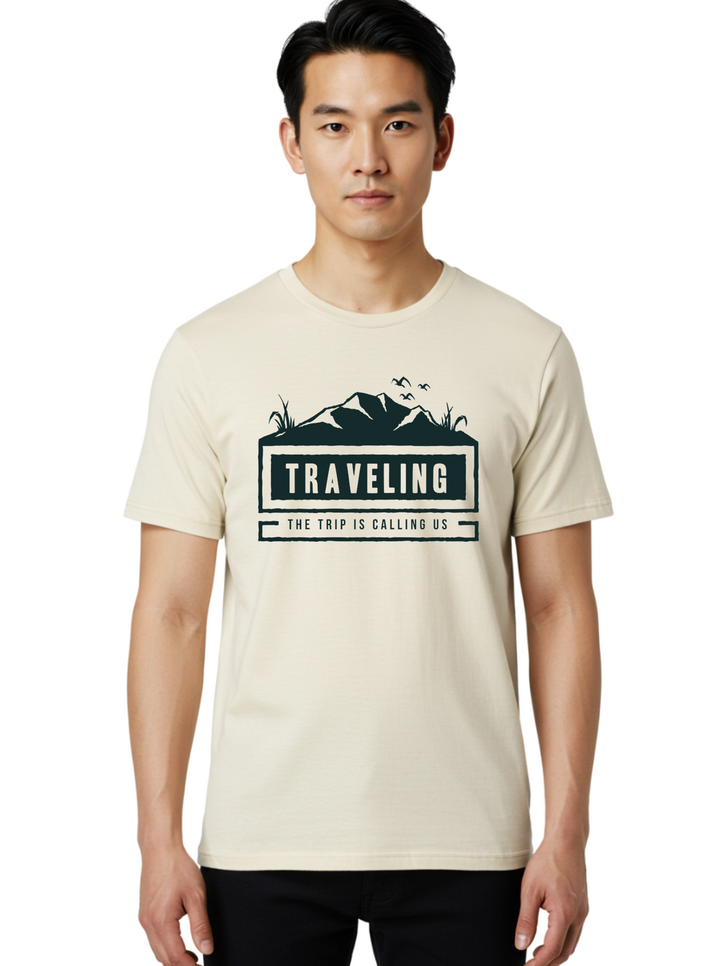 Traveling Men'S Graphic Tee, 100% Cotton, Comfortable Casual Summer Wear, Machine Washable, Travel Inspiration, Adventure Travel, Trip Planning, Wanderlust, Explore The World, Travel Blog, Travel Guides, The Trip Is Calling Us, Birds Flying, Aae753