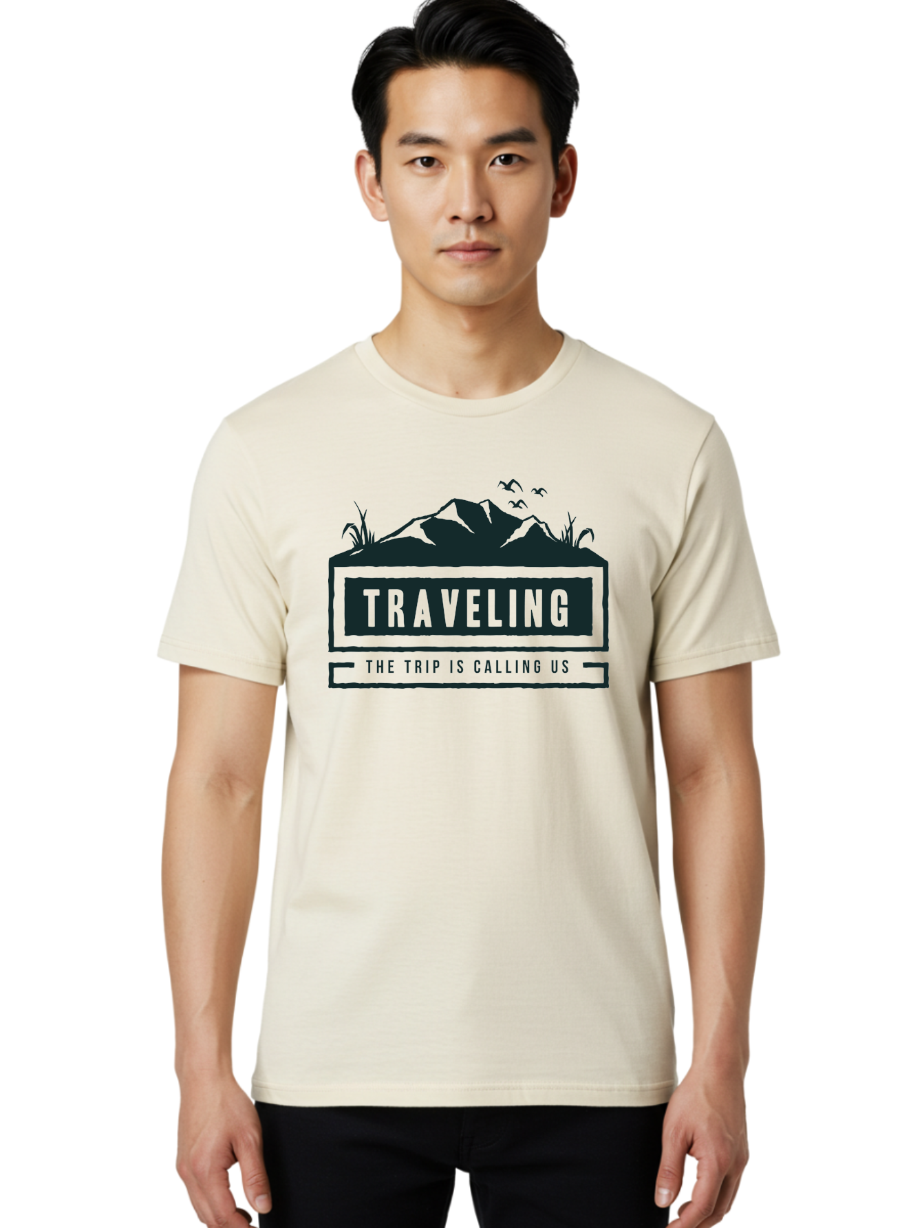 Traveling Men'S Graphic Tee, 100% Cotton, Comfortable Casual Summer Wear, Machine Washable, Travel Inspiration, Adventure Travel, Trip Planning, Wanderlust, Explore The World, Travel Blog, Travel Guides, The Trip Is Calling Us, Birds Flying, Aae753