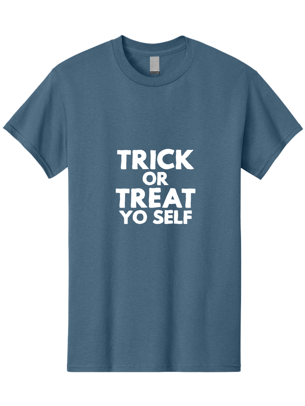Trick Or Treat Yo Self Men'S Graphic Tee, 100% Cotton, Comfortable Casual Summer Wear, Machine Washable, Halloween Quote, Funny Sayings, Playful Phrases, Inspirational Words, Trick Or Treat Yo Self, Self Care, Motivational Phrases, Aae755