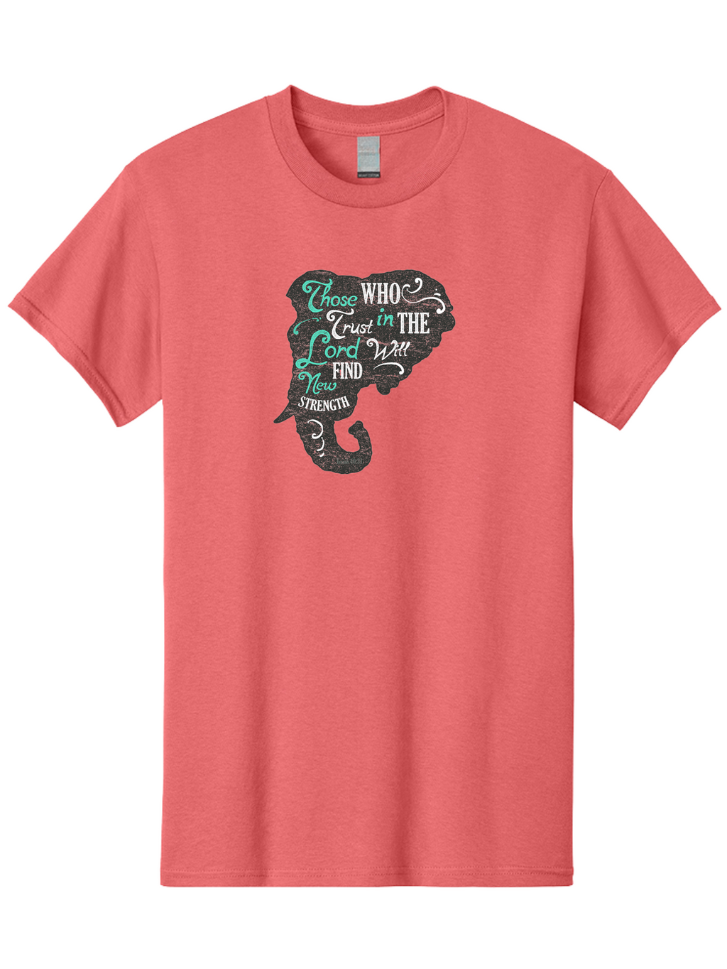 Trust In The Lord Men'S Graphic Tee, 100% Cotton, Comfortable Casual Summer Wear, Machine Washable, Elephant Silhouette, Trust In The Lord, Inspirational Quote, Motivational Words, Faith Based Design, New Strength, Uplifting Message Aae759
