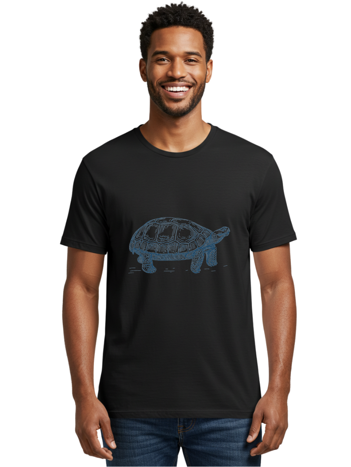 Turtle Step Men'S Graphic Tee, 100% Cotton, Comfortable Casual Summer Wear, Machine Washable, Tortoise Illustration, Reptile Art, Tortoise Shell, Wildlife Graphics, Slow Animal, Nature Design, Wild Life Aae764