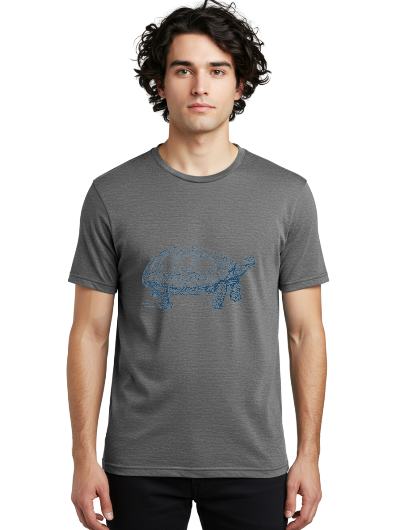 Turtle Step Men'S Graphic Tee, 100% Cotton, Comfortable Casual Summer Wear, Machine Washable, Tortoise Illustration, Reptile Art, Tortoise Shell, Wildlife Graphics, Slow Animal, Nature Design, Wild Life Aae764