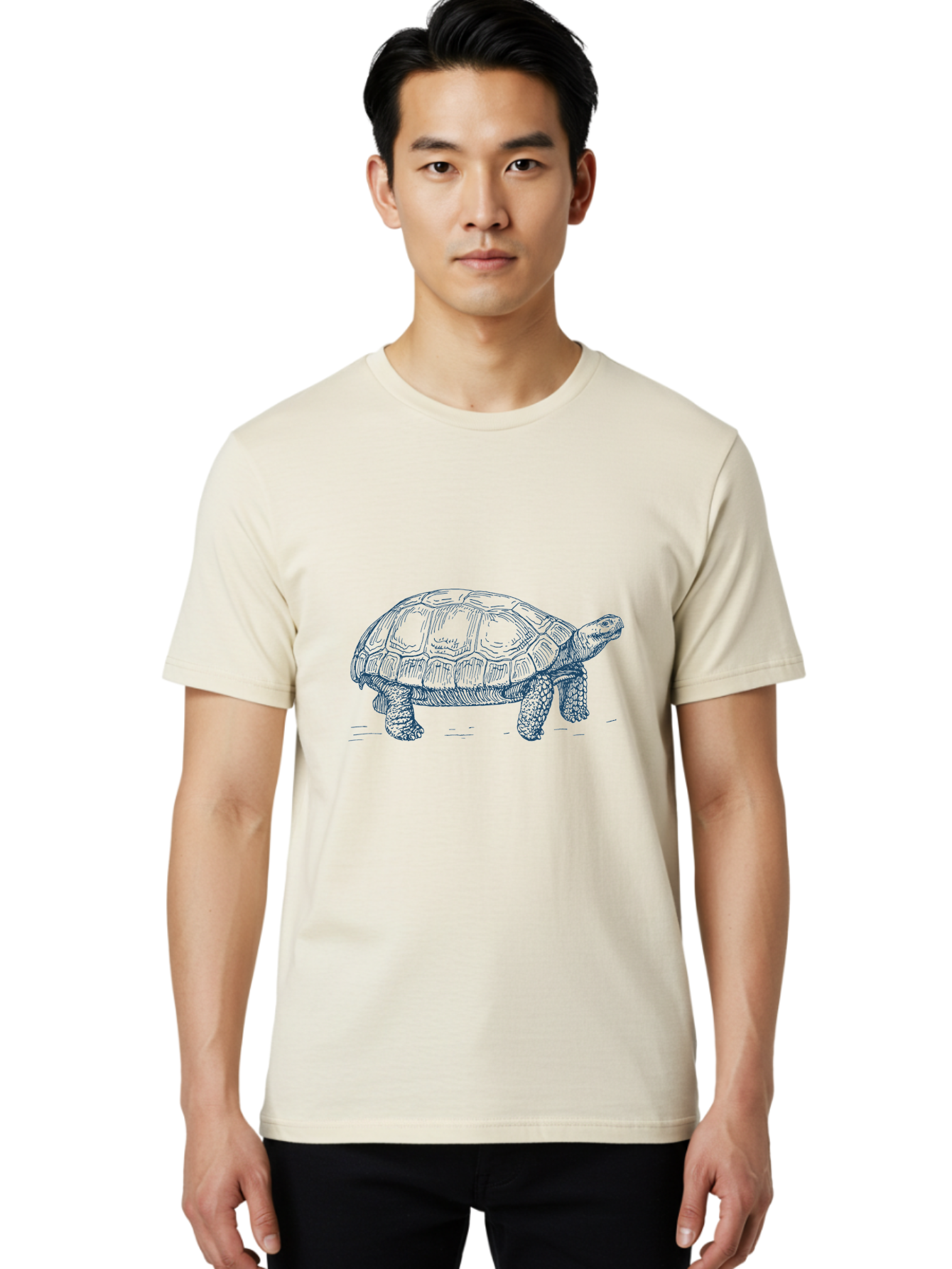 Turtle Step Men'S Graphic Tee, 100% Cotton, Comfortable Casual Summer Wear, Machine Washable, Tortoise Illustration, Reptile Art, Tortoise Shell, Wildlife Graphics, Slow Animal, Nature Design, Wild Life Aae764