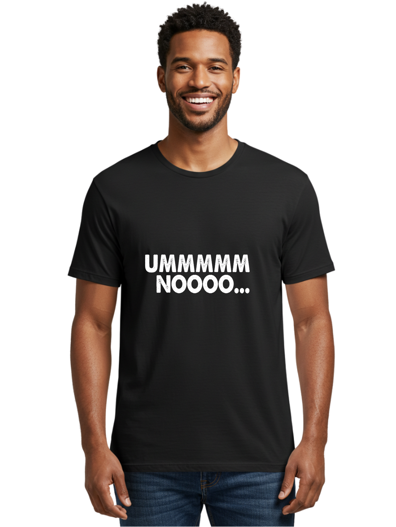 Ummmmm Noooo-01 Men'S Graphic Tee, 100% Cotton, Comfortable Casual Summer Wear, Machine Washable, Ummmmm Noooo, Funny Text, White Text On Green, Humorous Expression, Meme Text, Playful Phrase, Witty Saying, Comedic Graphic Aae766