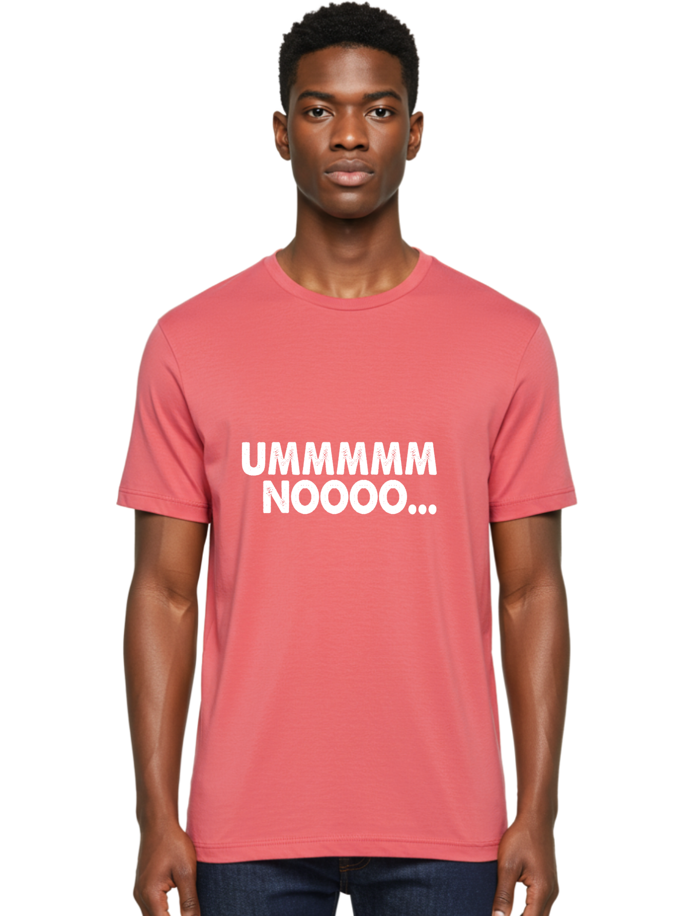 Ummmmm Noooo-01 Men'S Graphic Tee, 100% Cotton, Comfortable Casual Summer Wear, Machine Washable, Ummmmm Noooo, Funny Text, White Text On Green, Humorous Expression, Meme Text, Playful Phrase, Witty Saying, Comedic Graphic Aae766