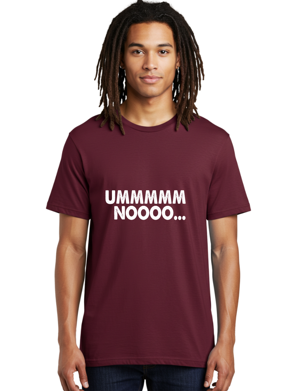 Ummmmm Noooo-01 Men'S Graphic Tee, 100% Cotton, Comfortable Casual Summer Wear, Machine Washable, Ummmmm Noooo, Funny Text, White Text On Green, Humorous Expression, Meme Text, Playful Phrase, Witty Saying, Comedic Graphic Aae766
