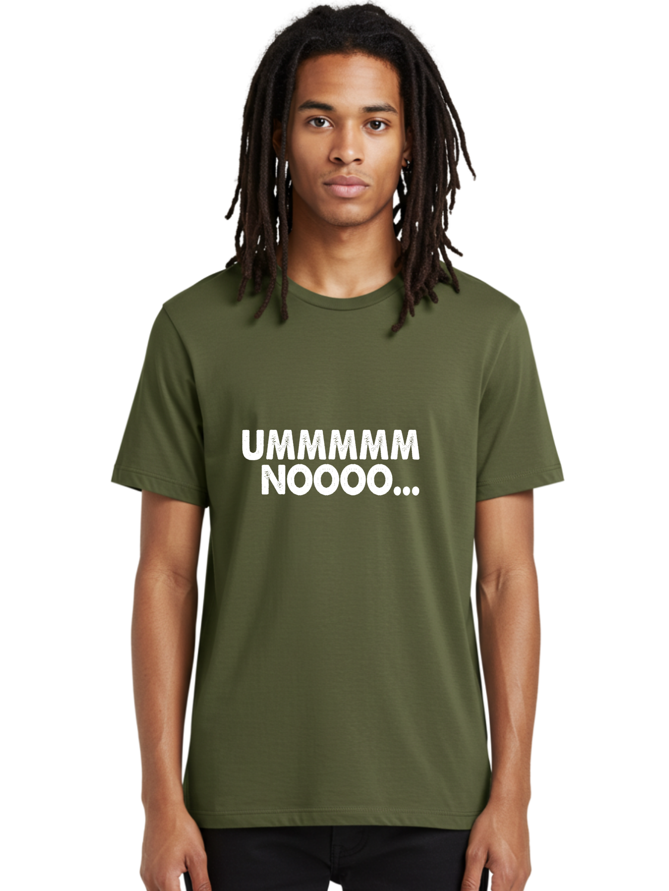 Ummmmm Noooo-01 Men'S Graphic Tee, 100% Cotton, Comfortable Casual Summer Wear, Machine Washable, Ummmmm Noooo, Funny Text, White Text On Green, Humorous Expression, Meme Text, Playful Phrase, Witty Saying, Comedic Graphic Aae766