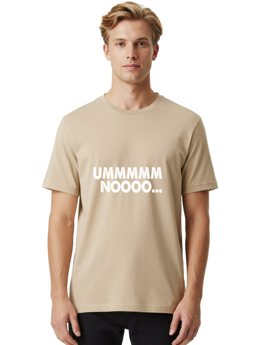 Ummmmm Noooo-01 Men'S Graphic Tee, 100% Cotton, Comfortable Casual Summer Wear, Machine Washable, Ummmmm Noooo, Funny Text, White Text On Green, Humorous Expression, Meme Text, Playful Phrase, Witty Saying, Comedic Graphic Aae766