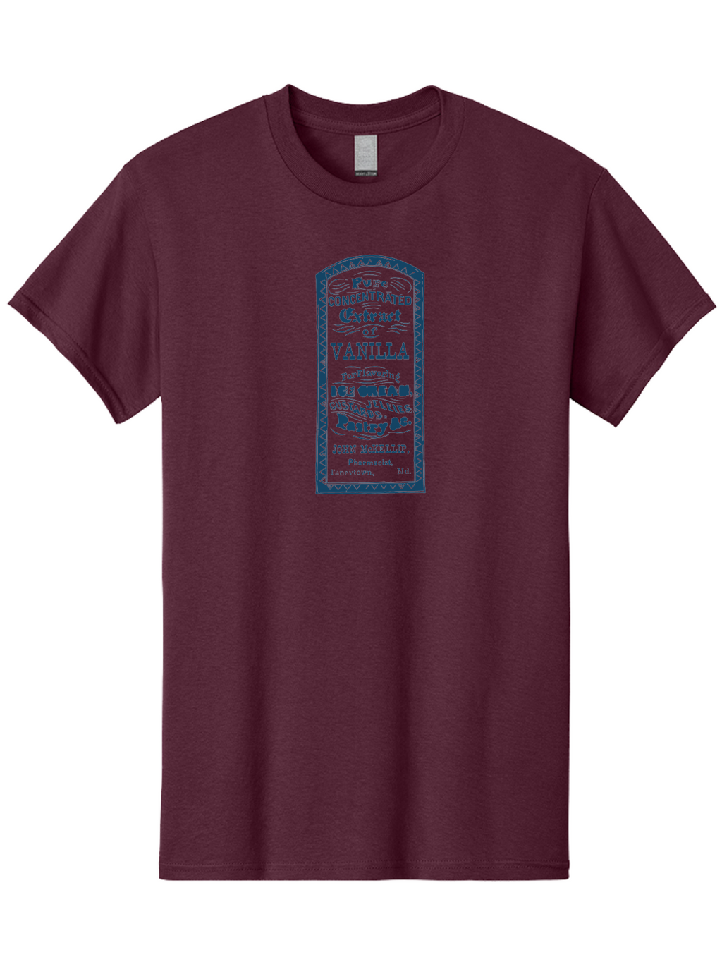 Vanilla-Extract Men'S Graphic Tee, 100% Cotton, Comfortable Casual Summer Wear, Machine Washable, Vanilla Extract Label, Vintage Design, Concentrated Vanilla, Ice Cream Flavoring, Custard Desserts, Pastry Ingredients, John Mckellip Pharmacist, Aae767