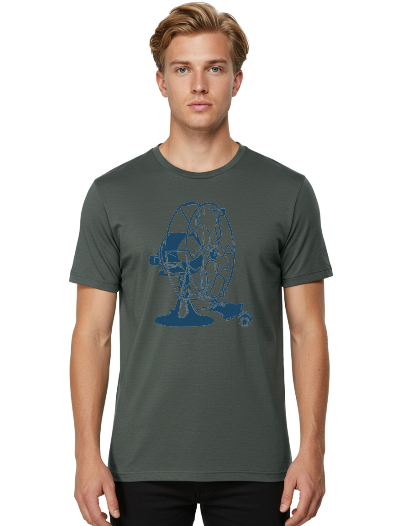 Ventilator Men'S Graphic Tee, 100% Cotton, Comfortable Casual Summer Wear, Machine Washable, Retro Electric Fan, Vintage Home Decor, Antique Appliance, Nostalgic Design, Classic Style, Rotating Blades, Power Cord Connection, Household Item, Aae770