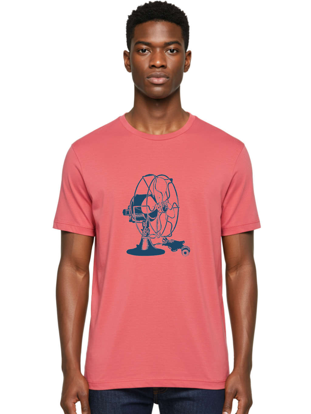Ventilator Men'S Graphic Tee, 100% Cotton, Comfortable Casual Summer Wear, Machine Washable, Retro Electric Fan, Vintage Home Decor, Antique Appliance, Nostalgic Design, Classic Style, Rotating Blades, Power Cord Connection, Household Item, Aae770