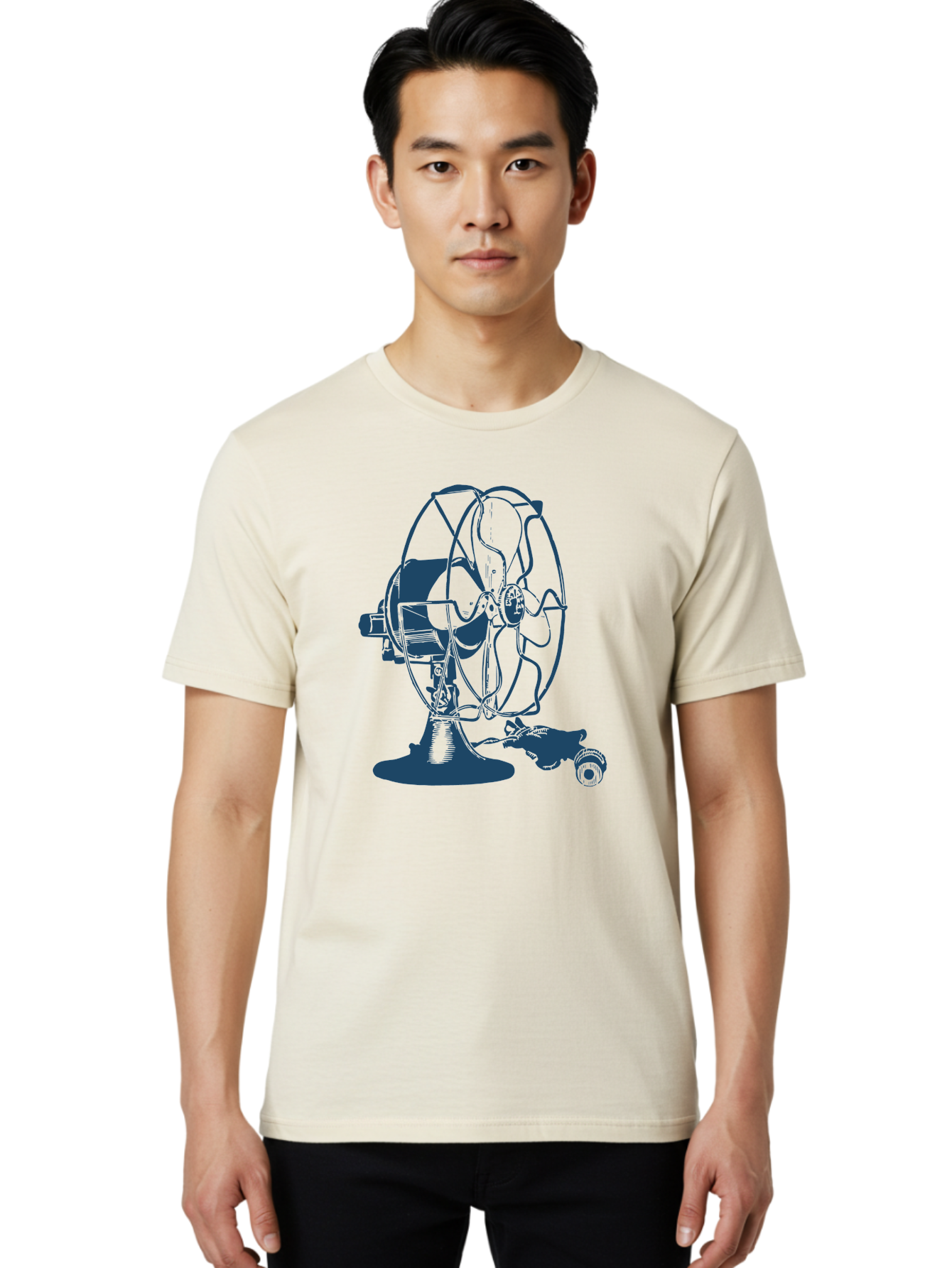 Ventilator Men'S Graphic Tee, 100% Cotton, Comfortable Casual Summer Wear, Machine Washable, Retro Electric Fan, Vintage Home Decor, Antique Appliance, Nostalgic Design, Classic Style, Rotating Blades, Power Cord Connection, Household Item, Aae770