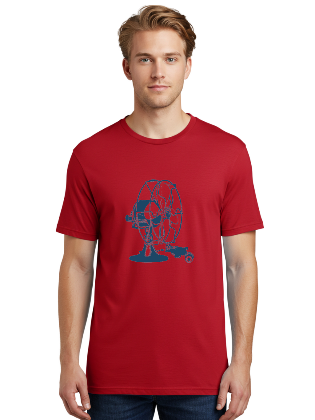 Ventilator Men'S Graphic Tee, 100% Cotton, Comfortable Casual Summer Wear, Machine Washable, Retro Electric Fan, Vintage Home Decor, Antique Appliance, Nostalgic Design, Classic Style, Rotating Blades, Power Cord Connection, Household Item, Aae770