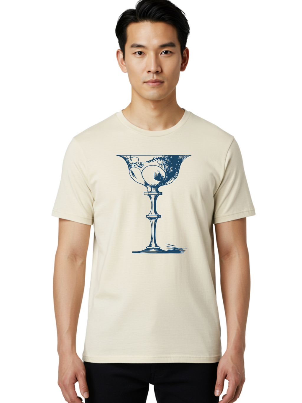 Victorian Cocktail Glass Men'S Graphic Tee, 100% Cotton, Comfortable Casual Summer Wear, Machine Washable, Elegant Glass, Luxury Design, Fine Dining, Wine Glass, Crystal Clear, Ornate Details, Refined Atmosphere, Sophisticated Decor, Aae773