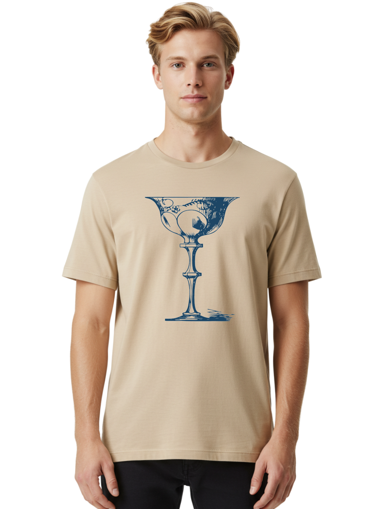 Victorian Cocktail Glass Men'S Graphic Tee, 100% Cotton, Comfortable Casual Summer Wear, Machine Washable, Elegant Glass, Luxury Design, Fine Dining, Wine Glass, Crystal Clear, Ornate Details, Refined Atmosphere, Sophisticated Decor, Aae773
