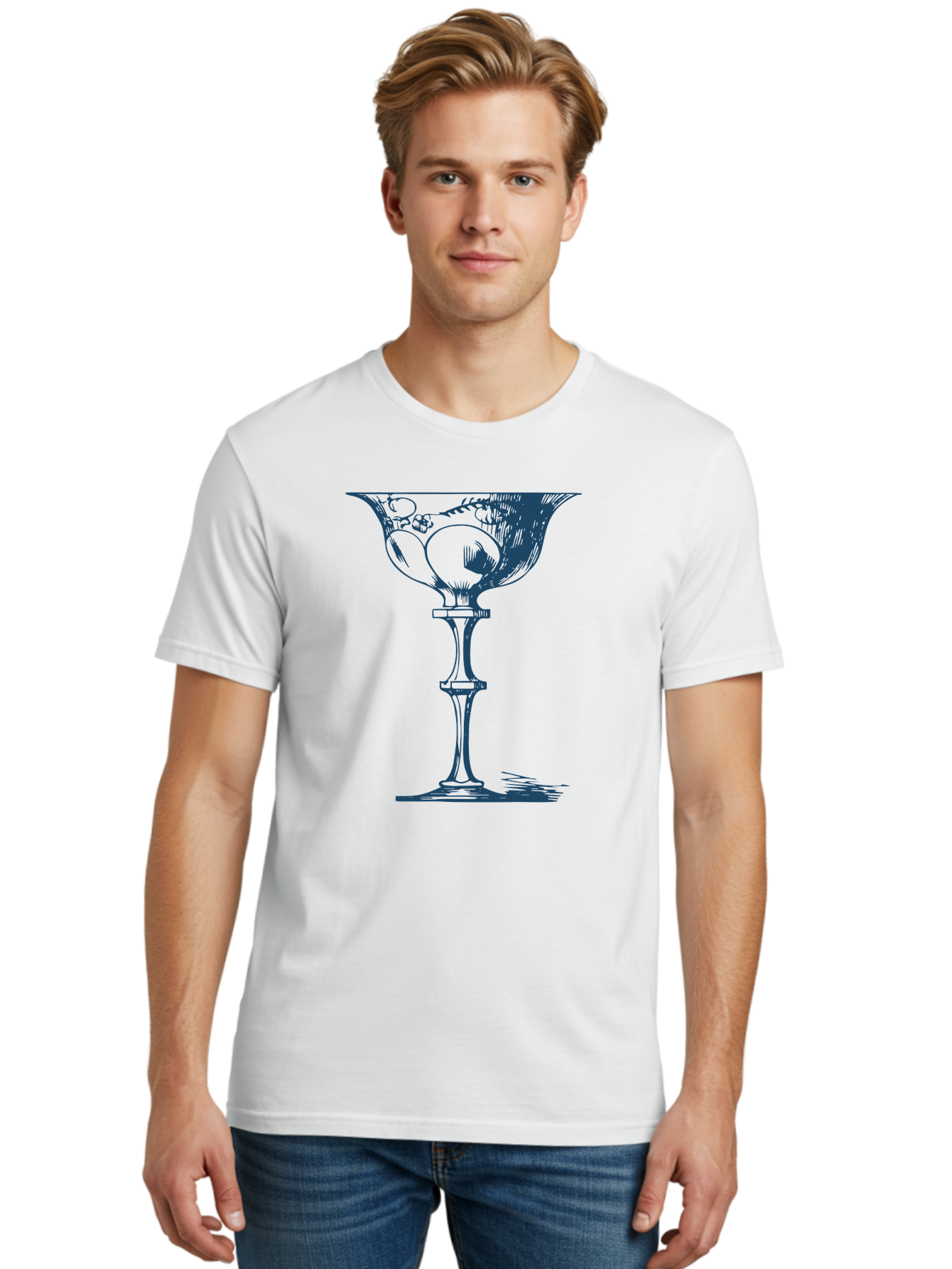 Victorian Cocktail Glass Men'S Graphic Tee, 100% Cotton, Comfortable Casual Summer Wear, Machine Washable, Elegant Glass, Luxury Design, Fine Dining, Wine Glass, Crystal Clear, Ornate Details, Refined Atmosphere, Sophisticated Decor, Aae773