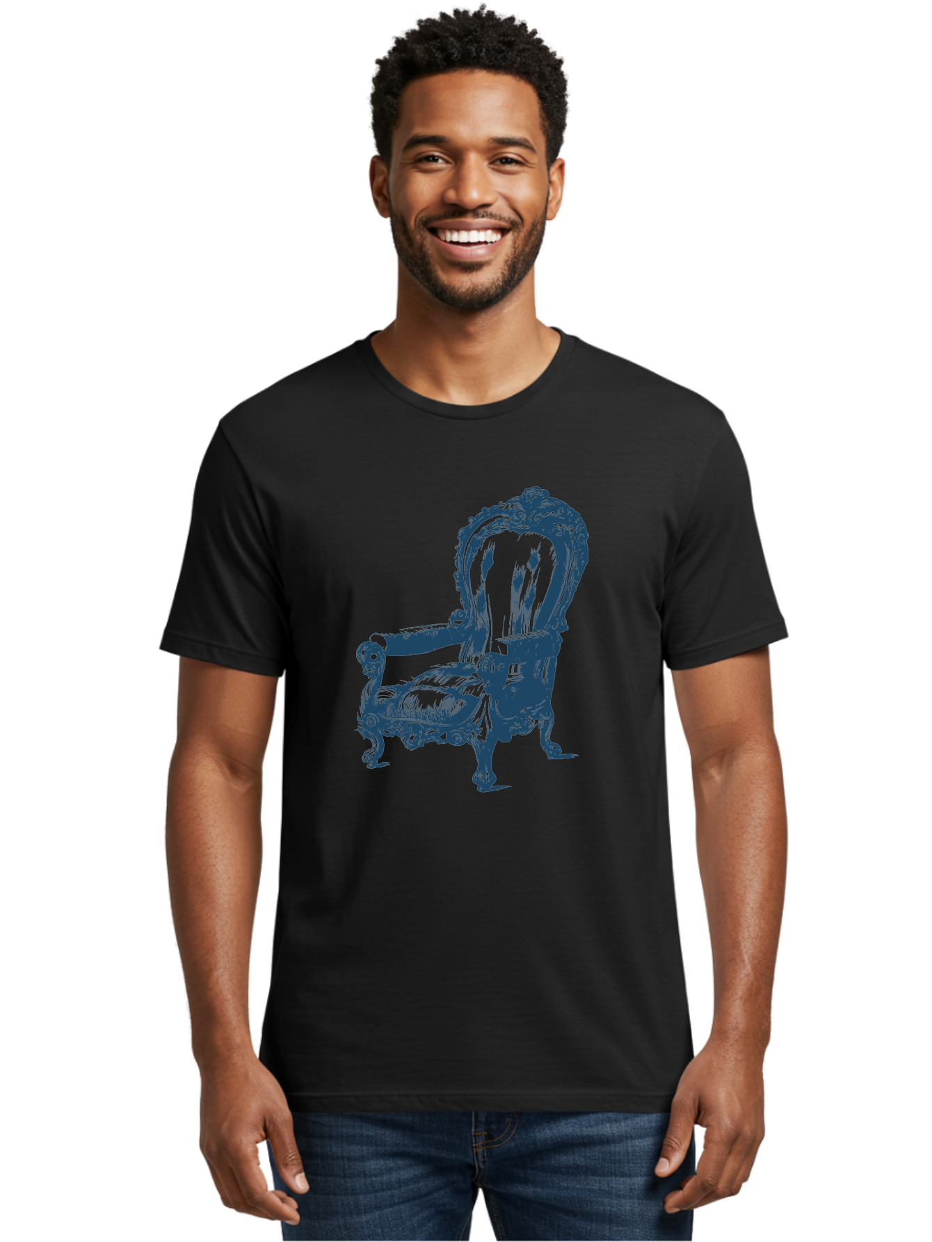 Victorian Lounge Chair Men'S Graphic Tee, 100% Cotton, Comfortable Casual Summer Wear, Machine Washable, Ornate Chair, Luxurious Furniture, Vintage Decor, Antique Armchair, Carved Wooden Details, Elegant Design, Classic Style, Aae774