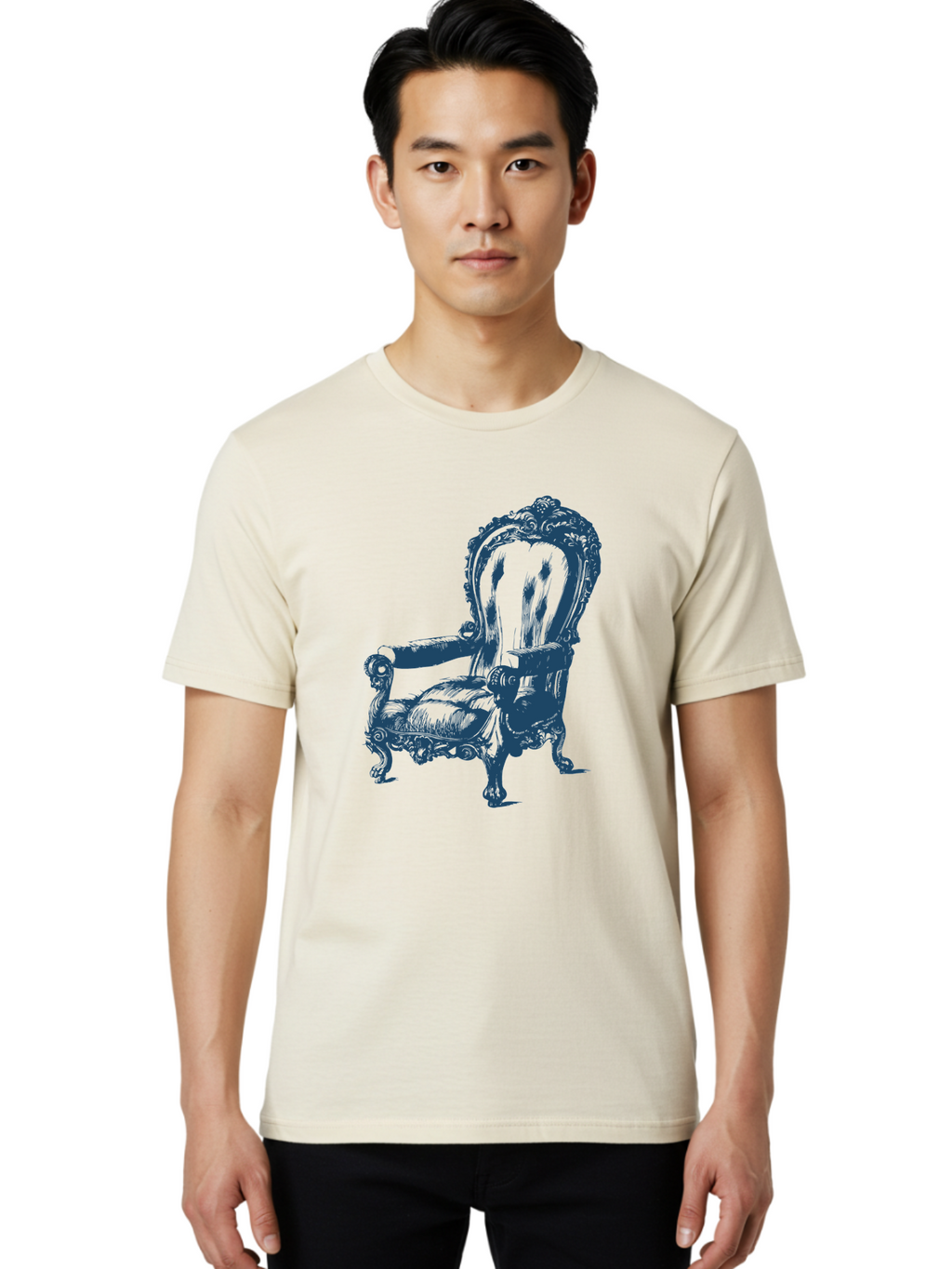 Victorian Lounge Chair Men'S Graphic Tee, 100% Cotton, Comfortable Casual Summer Wear, Machine Washable, Ornate Chair, Luxurious Furniture, Vintage Decor, Antique Armchair, Carved Wooden Details, Elegant Design, Classic Style, Aae774