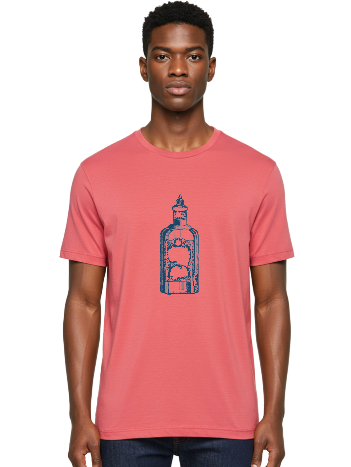 Victorian Perfume Bottle Men'S Graphic Tee, 100% Cotton, Comfortable Casual Summer Wear, Machine Washable, Gin Bottle Illustration, Liquor Bottle Art, Vintage Gin Bottle, Decorative Bottle, Alcohol Container, Spirits Packaging, Aae776