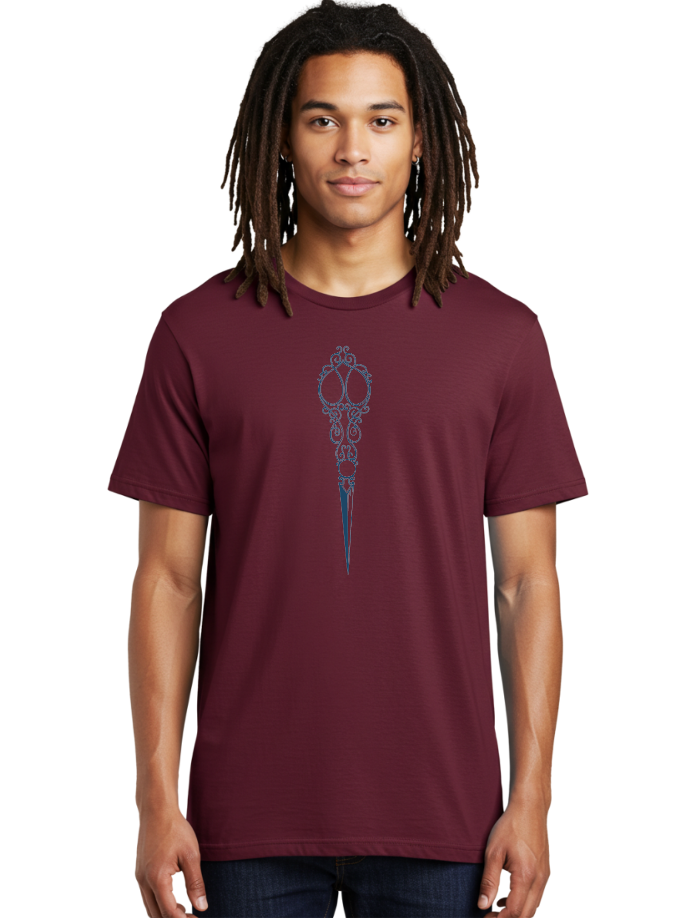 Victorian Scrollwork Scissors Men'S Graphic Tee, 100% Cotton, Comfortable Casual Summer Wear, Machine Washable, Vintage Hair Accessory, Ornate Design, Decorative Hairpin, Antique Style, Elegant Adornment, Hair Jewelry Aae777