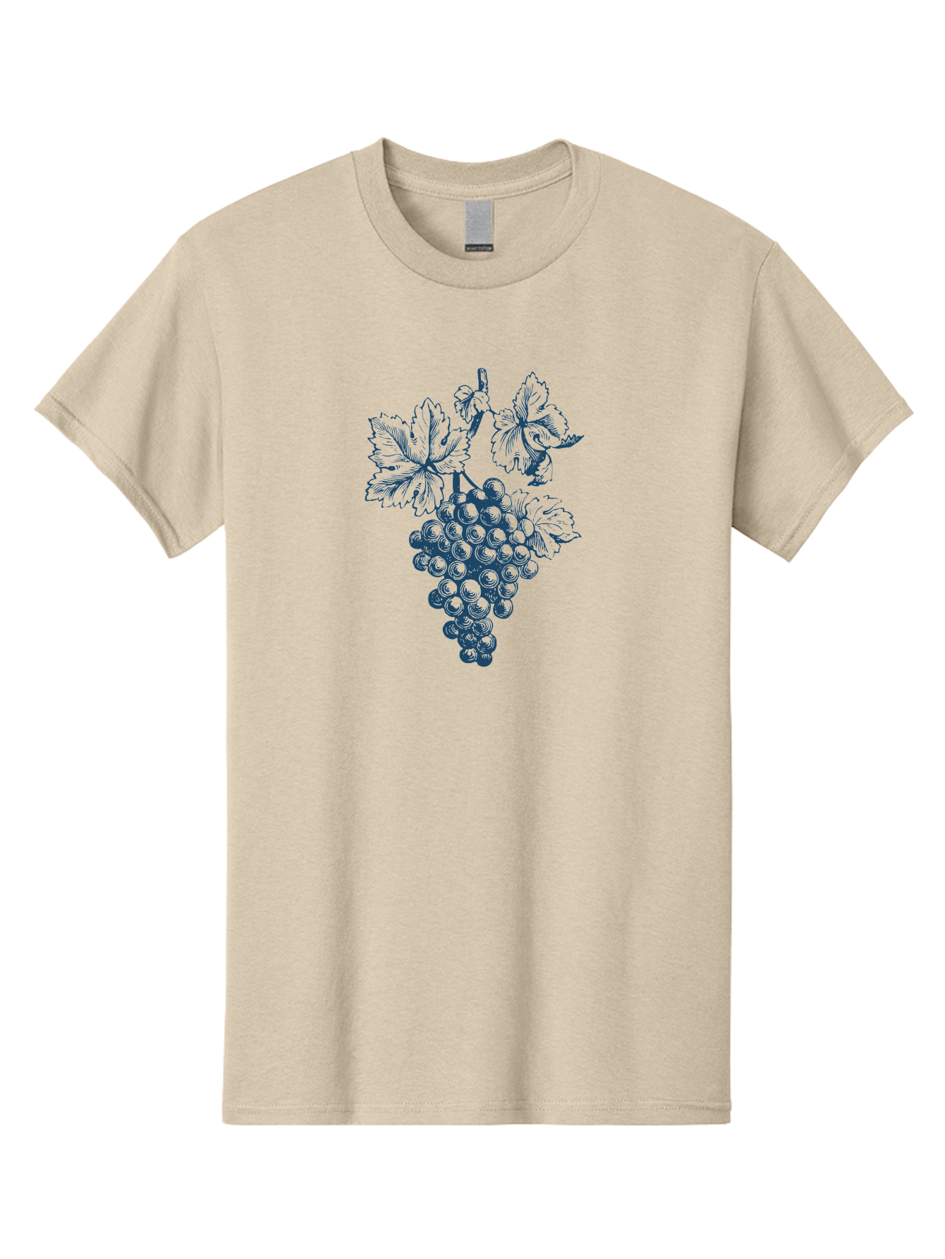 Vine & Soul Men'S Graphic Tee, 100% Cotton, Comfortable Casual Summer Wear, Machine Washable, Bunch Of Grapes, Grapevine Illustration, Wine Grapes, Vineyard Produce, Lush Foliage, Rustic Charm, Autumn Harvest, Dark Blue Ink, Vine Leaves Aae781