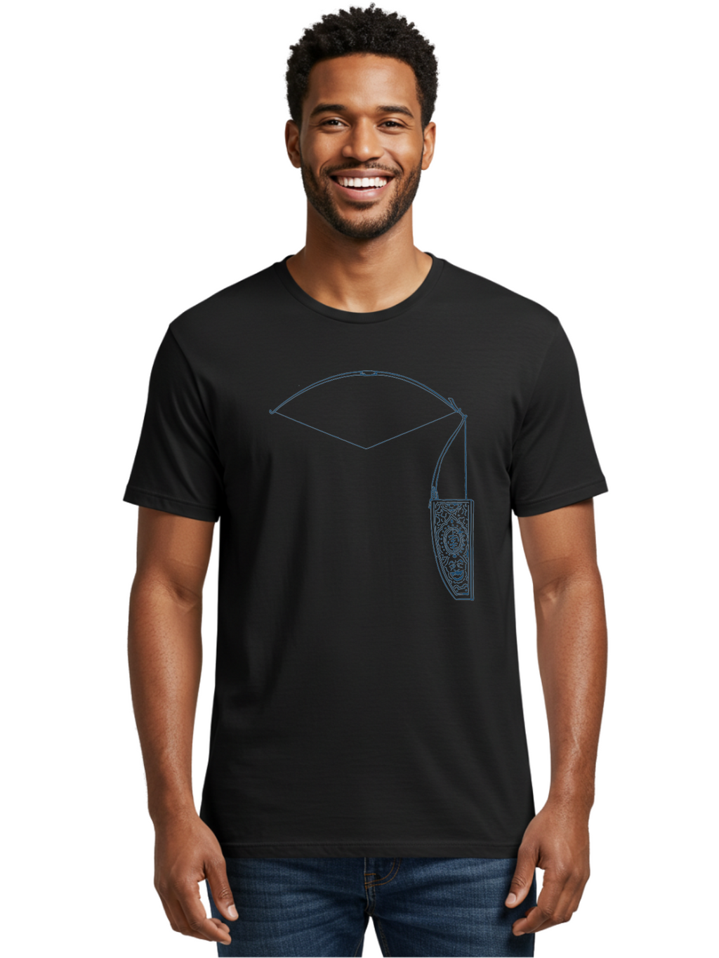 Vintage Archery Equipment Men'S Graphic Tee, 100% Cotton, Comfortable Casual Summer Wear, Machine Washable, Recurve Bow, Ornate Quiver, Archery Equipment, Hunting Gear, Decorative Design, Intricate Patterns, Bow And Arrow, Outdoor Adventure, Aae782