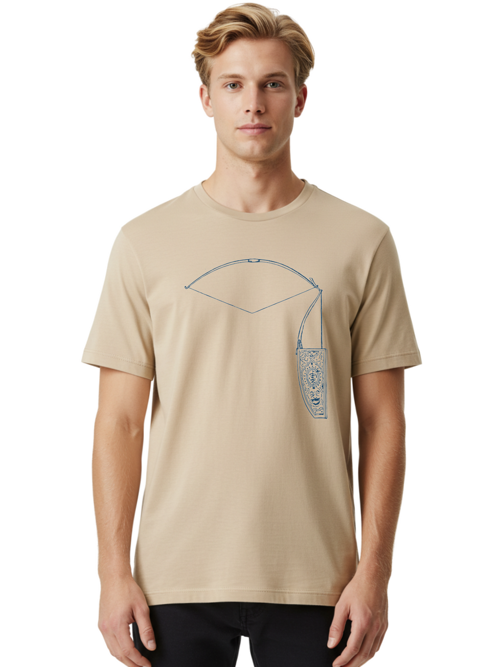 Vintage Archery Equipment Men'S Graphic Tee, 100% Cotton, Comfortable Casual Summer Wear, Machine Washable, Recurve Bow, Ornate Quiver, Archery Equipment, Hunting Gear, Decorative Design, Intricate Patterns, Bow And Arrow, Outdoor Adventure, Aae782