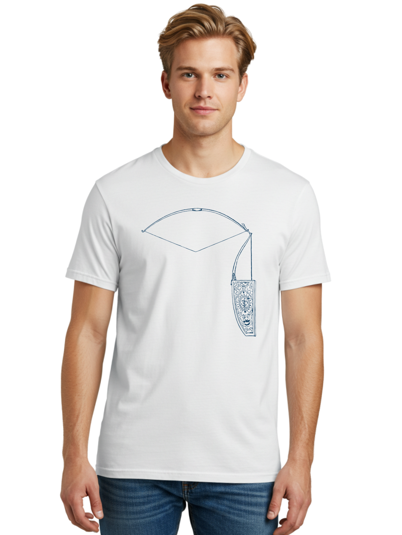 Vintage Archery Equipment Men'S Graphic Tee, 100% Cotton, Comfortable Casual Summer Wear, Machine Washable, Recurve Bow, Ornate Quiver, Archery Equipment, Hunting Gear, Decorative Design, Intricate Patterns, Bow And Arrow, Outdoor Adventure, Aae782