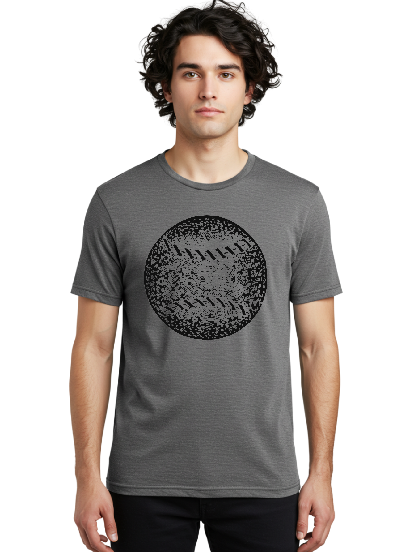 Vintage Baseball Men'S Graphic Tee, 100% Cotton, Comfortable Casual Summer Wear, Machine Washable, Baseball, Sports Equipment, Stitching Pattern, Texture, Black And Green, Graphic Illustration, Sports Theme, Team Sports Aae784