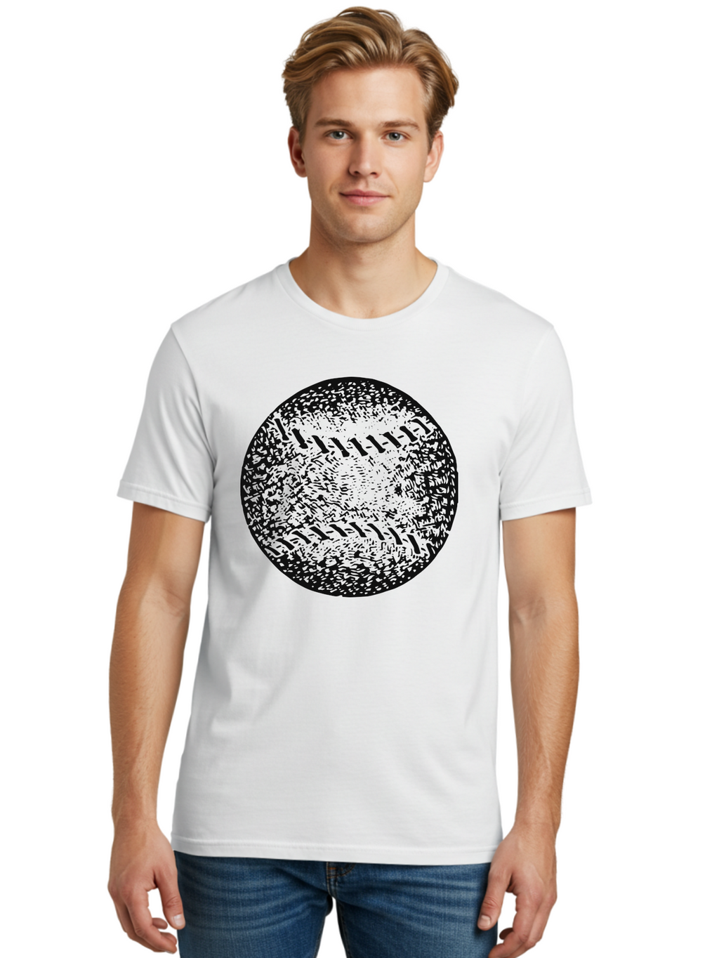 Vintage Baseball Men'S Graphic Tee, 100% Cotton, Comfortable Casual Summer Wear, Machine Washable, Baseball, Sports Equipment, Stitching Pattern, Texture, Black And Green, Graphic Illustration, Sports Theme, Team Sports Aae784