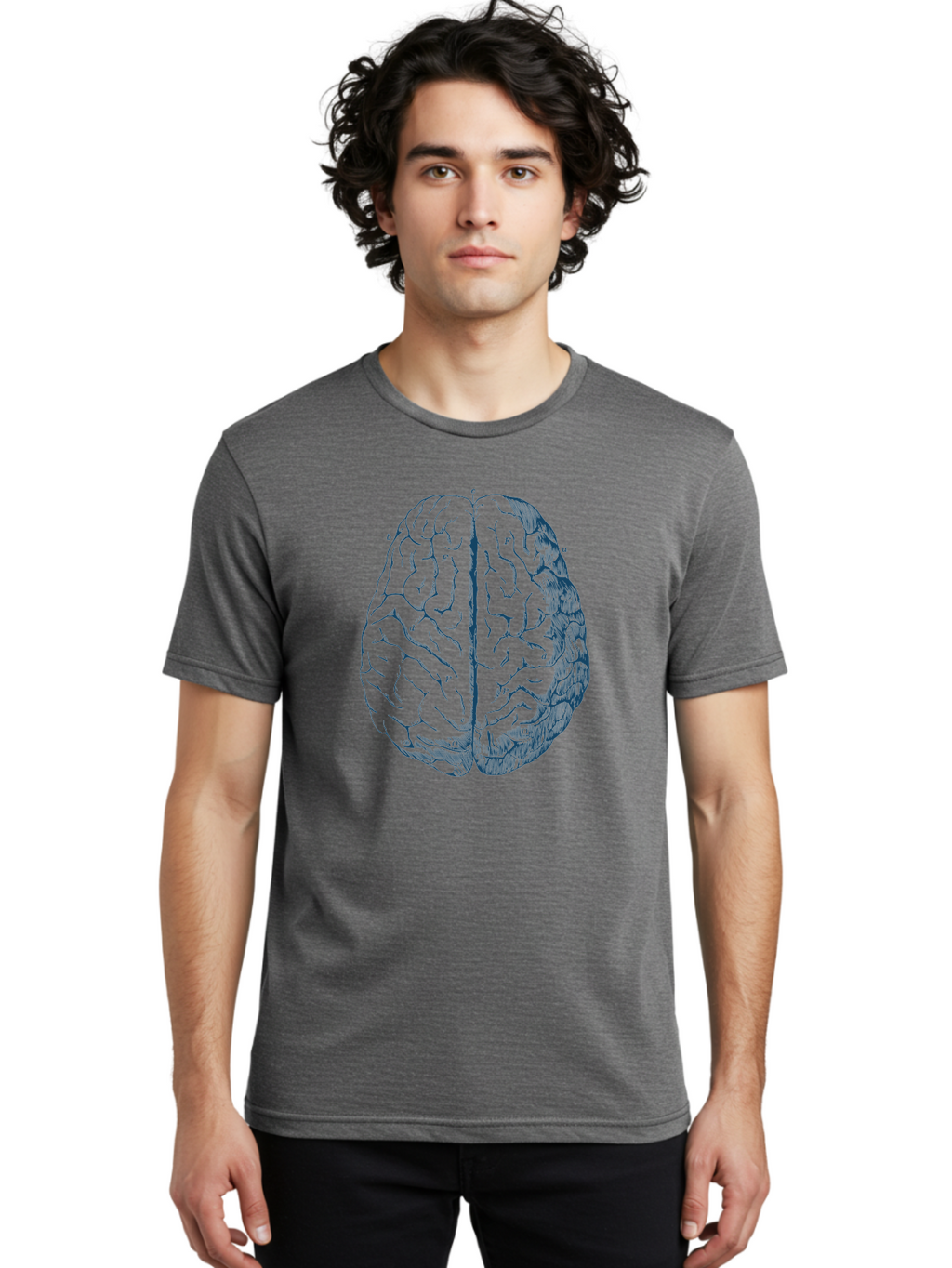 Vintage Brain Diagram Men'S Graphic Tee, 100% Cotton, Comfortable Casual Summer Wear, Machine Washable, Human Brain Illustration, Brain Anatomy, Cerebral Cortex, Neuroscience, Cognitive Function, Brain Structure, Left And Right Hemispheres, Aae786