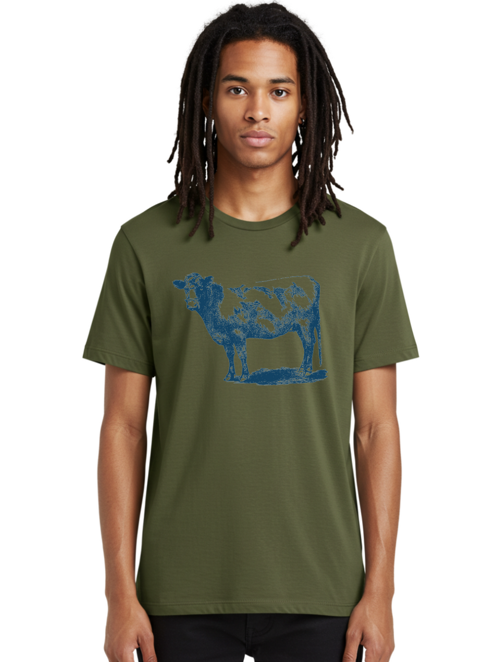 Vintage Farm Cow Men'S Graphic Tee, 100% Cotton, Comfortable Casual Summer Wear, Machine Washable, Illustration Of A Cow, Farm Animal, Livestock, Bovine, Agriculture, Rural Life, Countryside, Simple Art Aae794