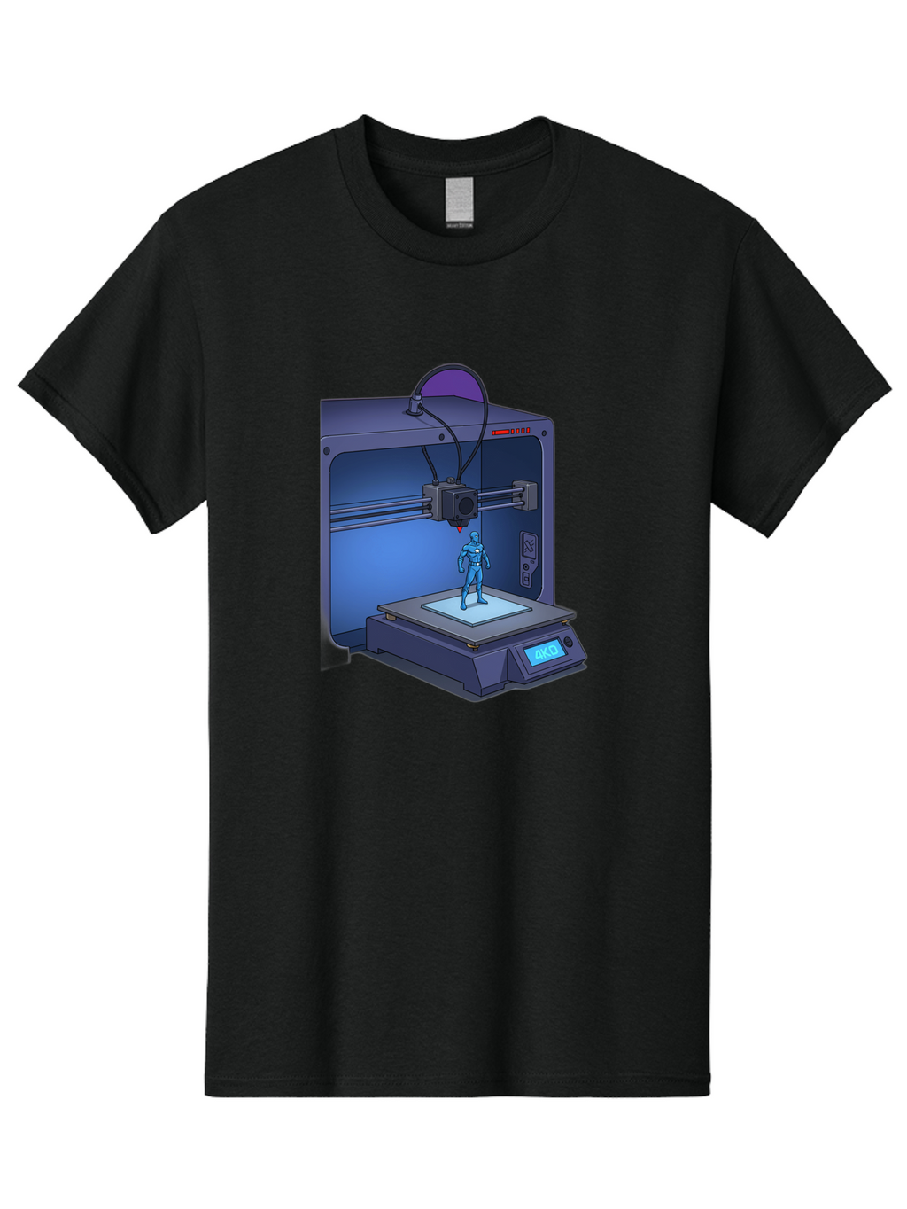 3D-Printer-10 Men'S Graphic Tee, 100% Cotton, Comfortable Casual Summer Wear, Machine Washable, 3D Printing Technology, Futuristic Design, Robotic Figure, Precise Manufacturing, Innovative Machinery, Additive Manufacturing, Ako Baa003
