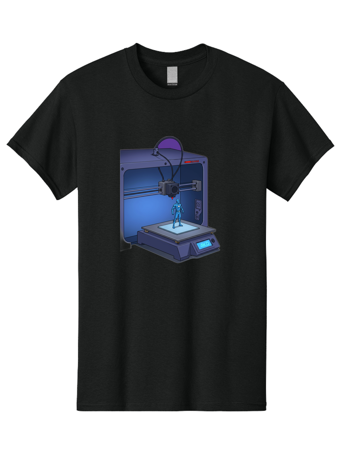 3D-Printer-10 Men'S Graphic Tee, 100% Cotton, Comfortable Casual Summer Wear, Machine Washable, 3D Printing Technology, Futuristic Design, Robotic Figure, Precise Manufacturing, Innovative Machinery, Additive Manufacturing, Ako Baa003